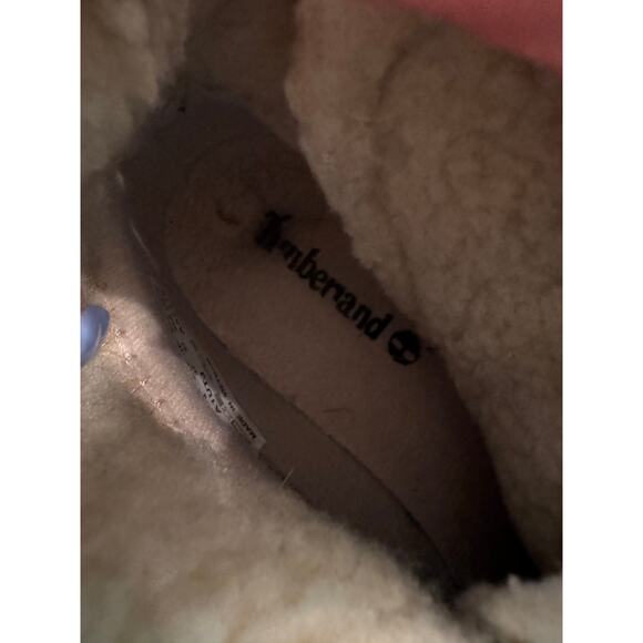 Timberland Gray Suede Dausette Cream Fleece Fold Down Boots Booties 6 cabincore - Picture 3 of 14